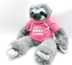 Faultier Plüsch Mit Buntem Hoodie Ca. 25cm / 40cm - Rosa "Don't Hurry"