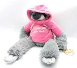 Faultier Plüsch Mit Buntem Hoodie Ca. 25cm / 40cm - Rosa "I Love You Slow Much"